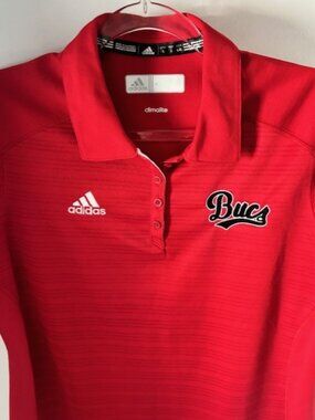 Adidas Climalite Golf Polo Shirt Red Embroidered Bucs L Performance Activewear